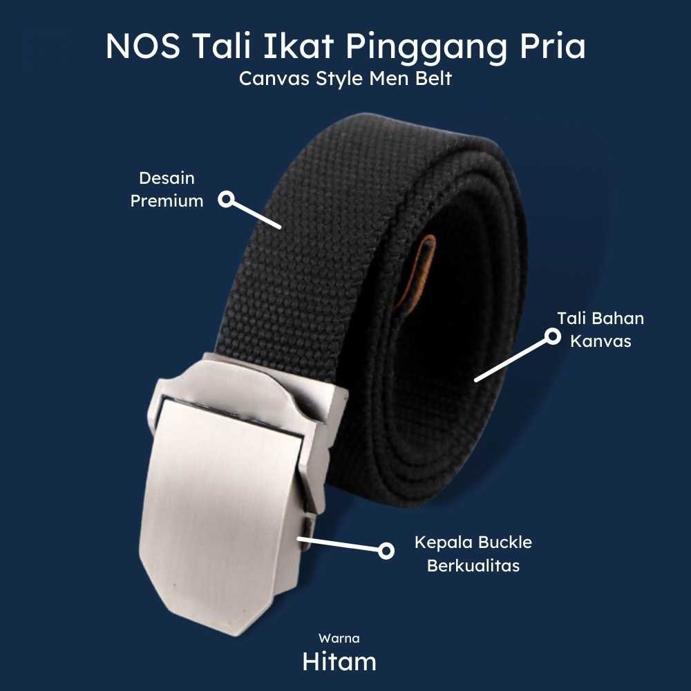 NOS Tali Ikat Pinggang Gesper Pria Canvas Style Men Belt - HQ031   ( ORI )