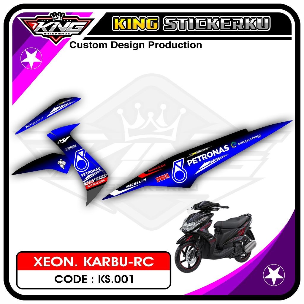 Stiker Xeon Karbu/RC - Decal Sticker Striping Xeon Karbu/RC Motif Racing KS.01