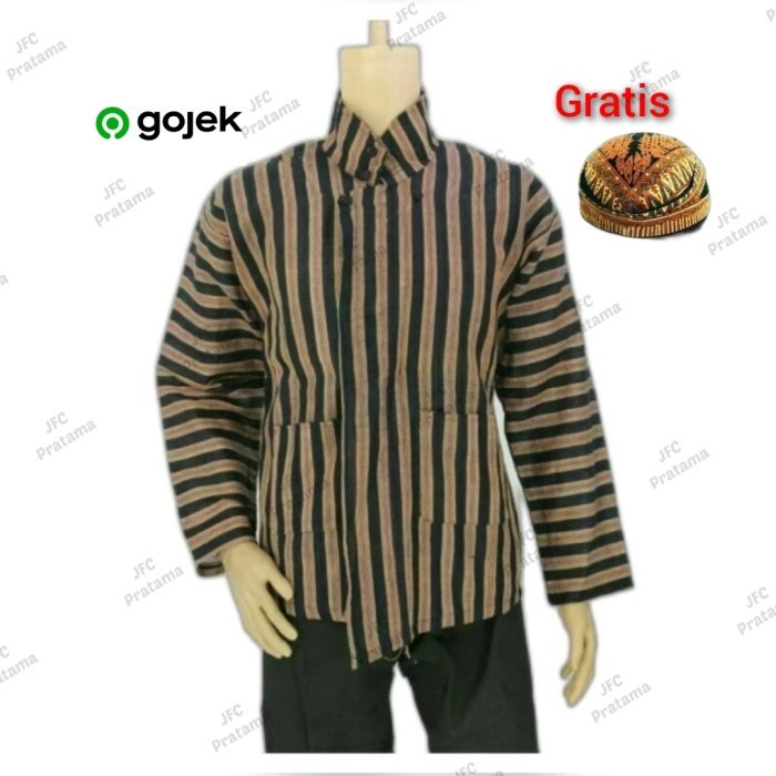 Baju kebaya nita Baju Surjan Desa Jumbo Xxl Gratis Blangkon / Lurik / Batik Adat Ja Pakaian Adat Pri