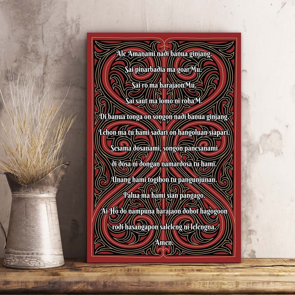 hiasan dinding / hiasan rumah tema doa bapa kami bahasa batak walldecor nasrani kristen / katolik/uk