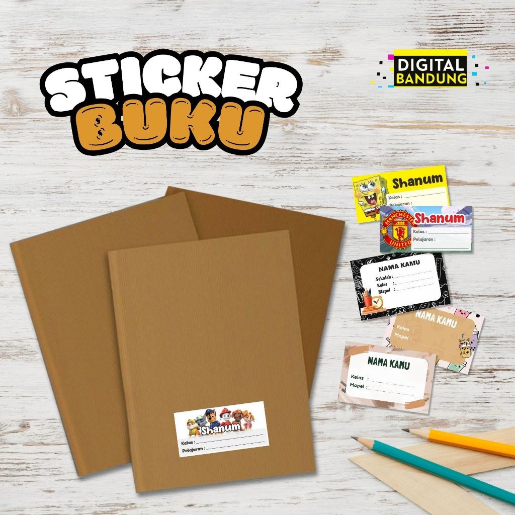 

STIKER LABEL BUKU ISI 48 LABEL BUKU NAMA CUSTOM DESAIN BUKU PELAJARAN SEKOLAH ANAK
