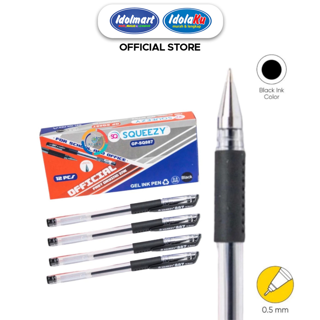 

IDOLMART Squeezy Pen Gel GP-SQ887 Pack Pulpen Isi 12 Pcs Bogor