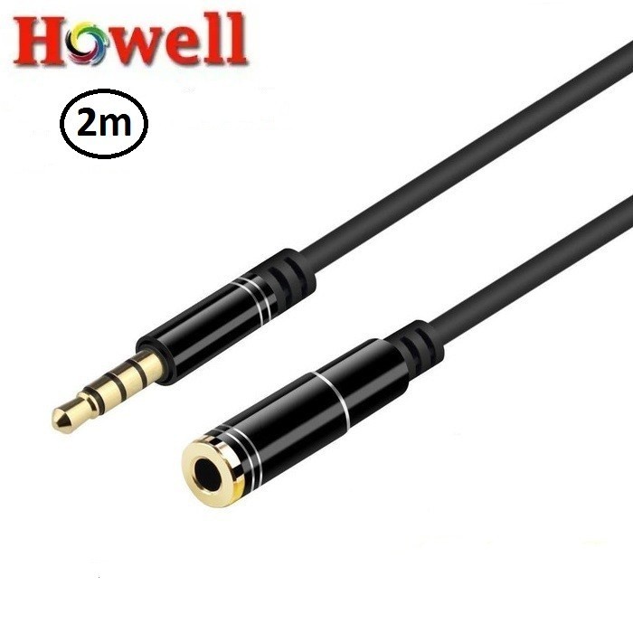 Howell Kabel AUX Audio Jack 3.5mm Extension TRRS 2 meter