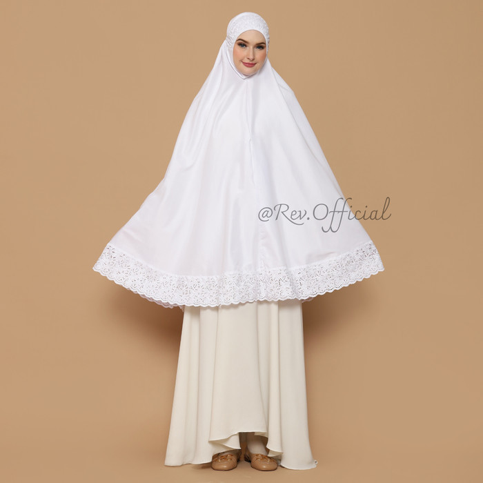 [[Premium Khimar]]BEST Bergo Kantong Wanita Putih Polos Super Jumbo Haji dan Umroh - Putih  Polos, S