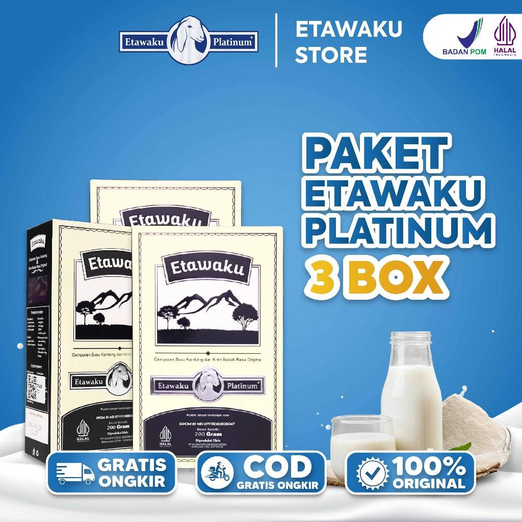 

Etawaku Platinum Susu Kambing Etawa Untuk Nyeri Tulang Sendi dan Sesak 3 Box