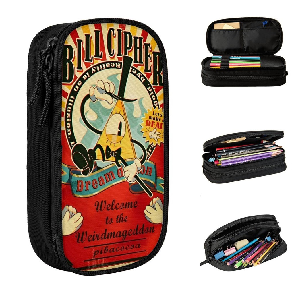 

New Gravity Falls Bill Cipher Pencil Cases Cartoon Anime Pencil Pouch Pen Girls Boys Big Capacity Bags Office Zipper Stationery