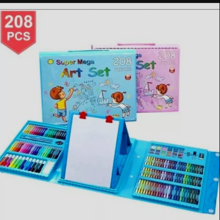 

Crayon Set 208 Pcs Crayon Alat Melukis Mewarnai Set Lengkap - biru208