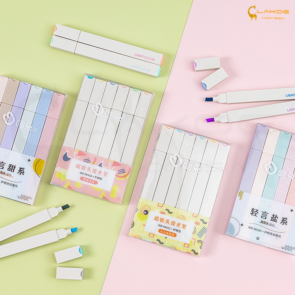 

RK Lakoe 6PCS stabillo warna/Stabillo Highliter set/Multicolor pena stabilo/highlighter pastel 6