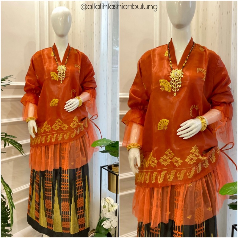 AF55YJ BAJU BODO ORGANZA MURAH BORDIR KIPAS MIX TUTU MEWAH MAKASSAR BUGIS