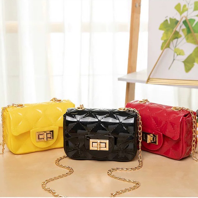Tas Jelly Selempang Mini / Tas Sling Bag Jelly Polos Gaya Korea Import / Tas Selempang Wanita / Slin