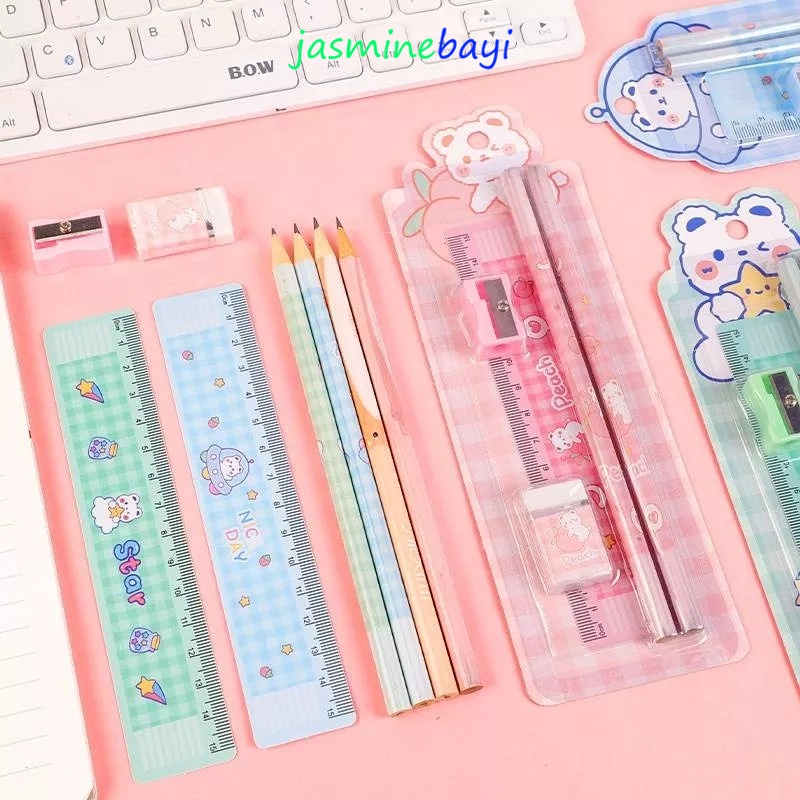 

Set 5-pcs Anak Tulis Pensil Rautan Orotan Serutan Pensil Penghapus Penggaris Paket Alat Sekolah