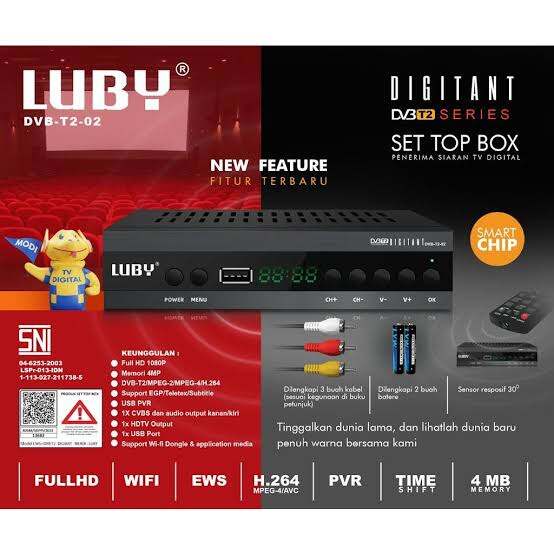 Cod Bergaransi Set Top Box Receiver DVB T2 Full HD Luby T2-01// Luby T2 -02 Terbaik