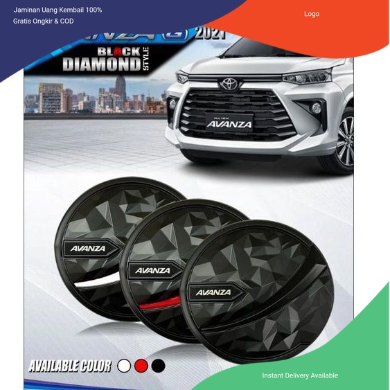 Tank cover diamond hitam doff Avanza 2022. Aksesoris mobil