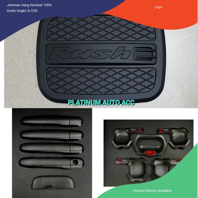 Paket handle+outer+tank cover hitam doff Rush lama 2008-2017. Aksesoris mobil