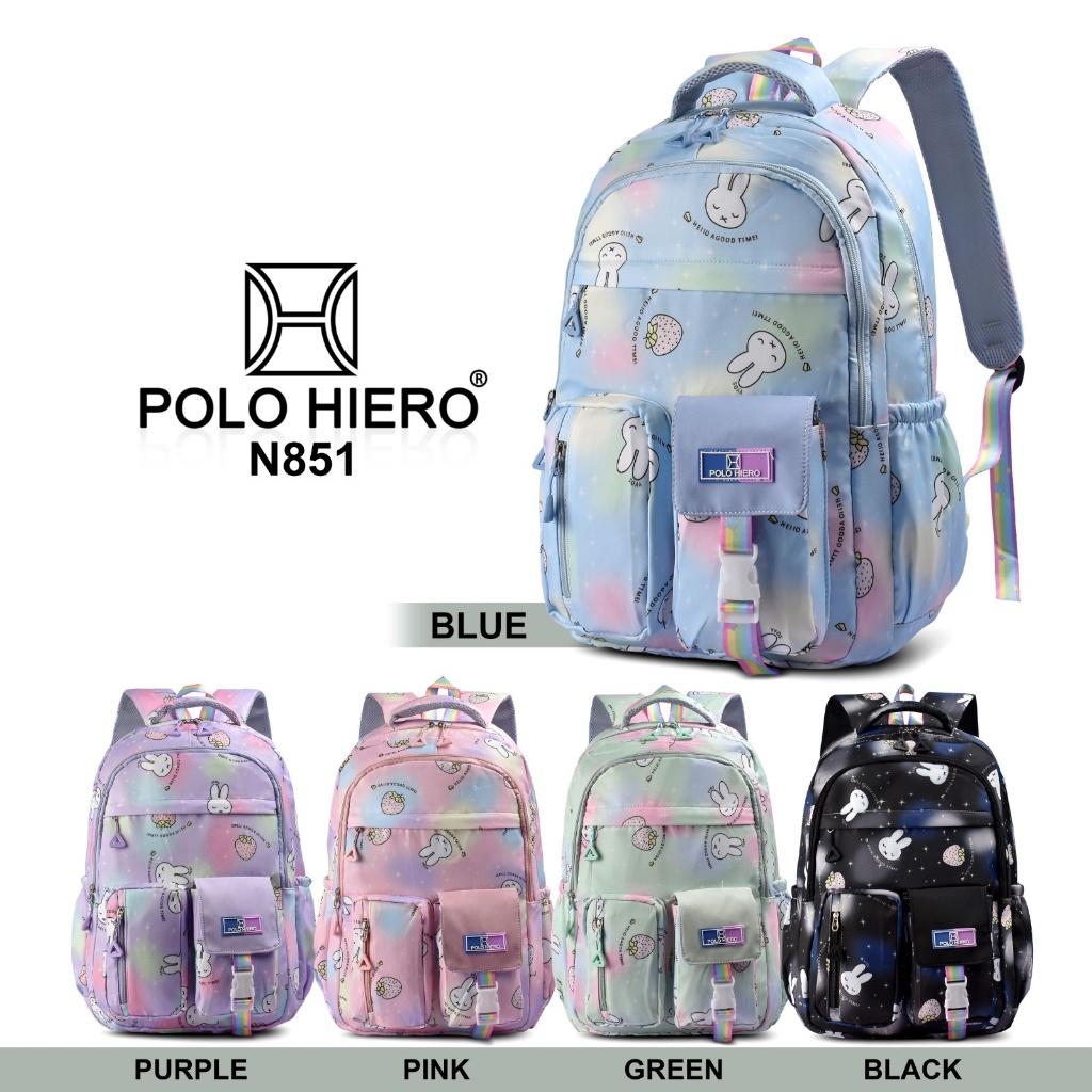 Tas Ransel Cewek Polo Hiero N851 Tas Sekolah Anak Perempuan