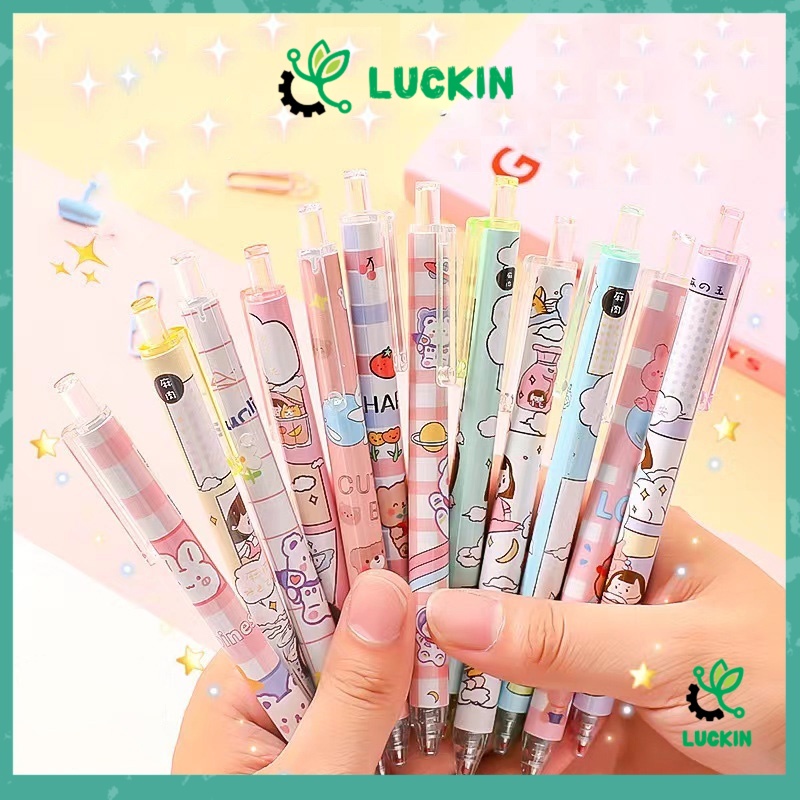 

Luckin pen gel mekanik motif cartoon / pulpen gel mekanik lucu / pulpen aesthetic/Pulpen Pelajar Dan Kantor Pena Lucu