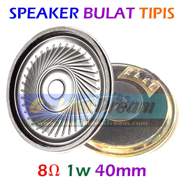 Speaker 8 Ohm 1W Bulat 40mm Tipis Audio Speaker Loudspeaker 4R Musik
