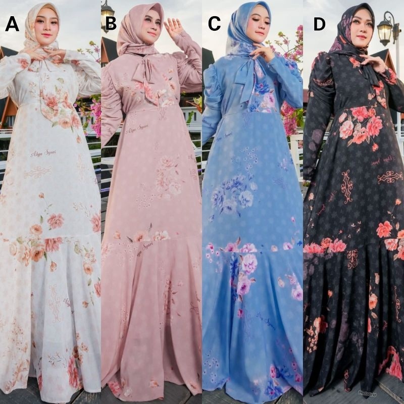 ZIVANA Series by Alya Gamis Branded Gamis Set Scraft Full Printing READY DRESS LEBARAN