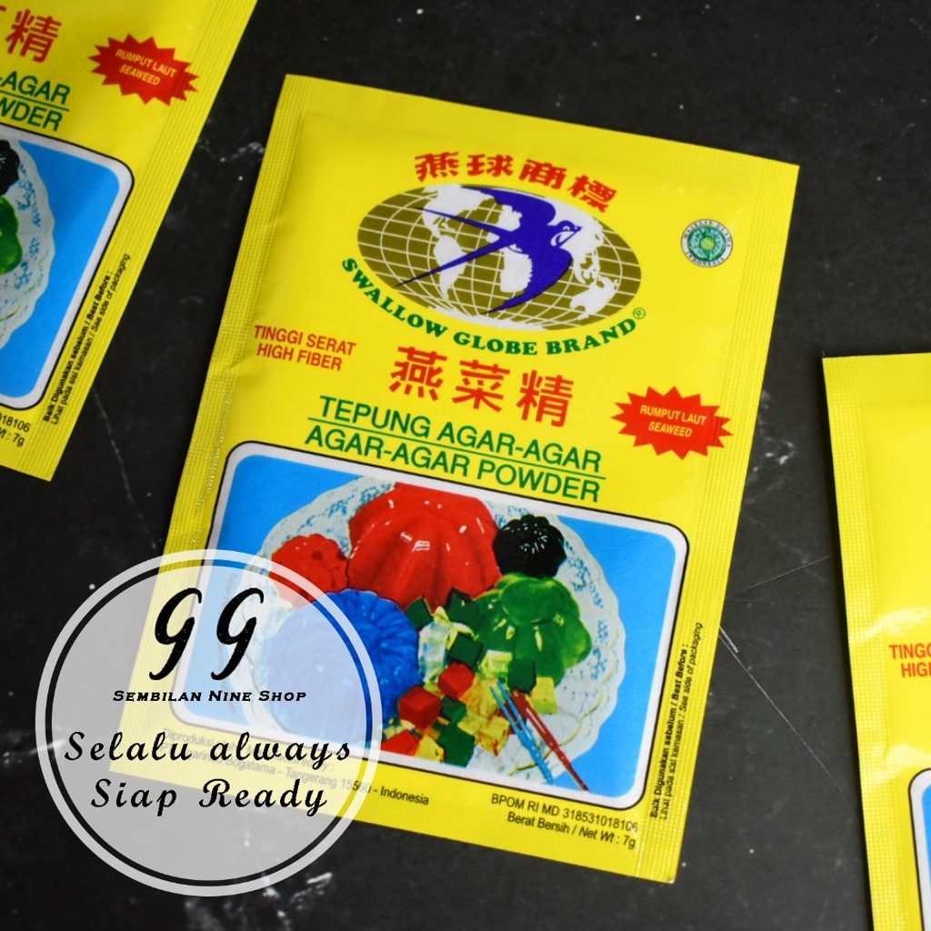 

SWALLOW GLOBE BRAND Tepung AGAR AGAR POWDER 7 Gram Swalow Ager Ager