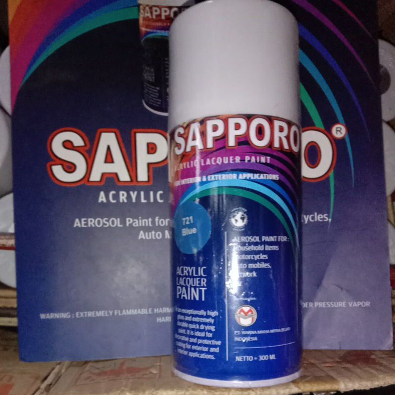 

721 Blue Saporo SAPPORO Biru Standar 300ml Cat Semprot Spray Paint Motor Pilok Pilox Aerosol Terbaik