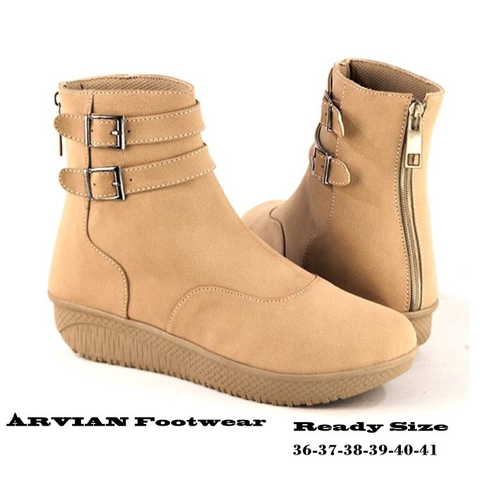 [KIA] Sepatu Boots wanita SG-091 Sepatu Leadies cowboy boots Outdoor ori BSM - Cream, 36