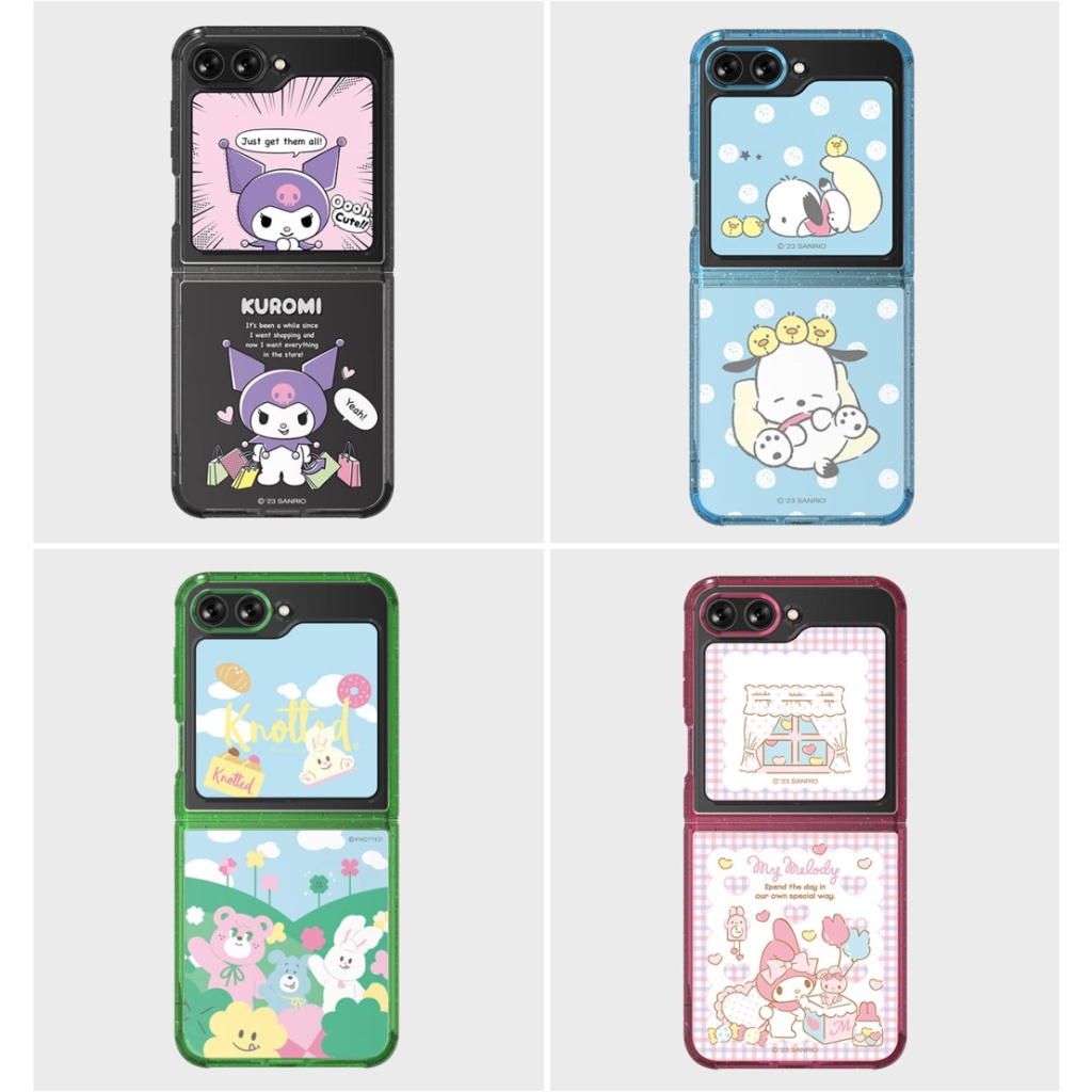 Sanrio Suit case for Galaxy Z Flip 5 - kuromi pochacco my melody flip5 cover card Samsung flipsuit k