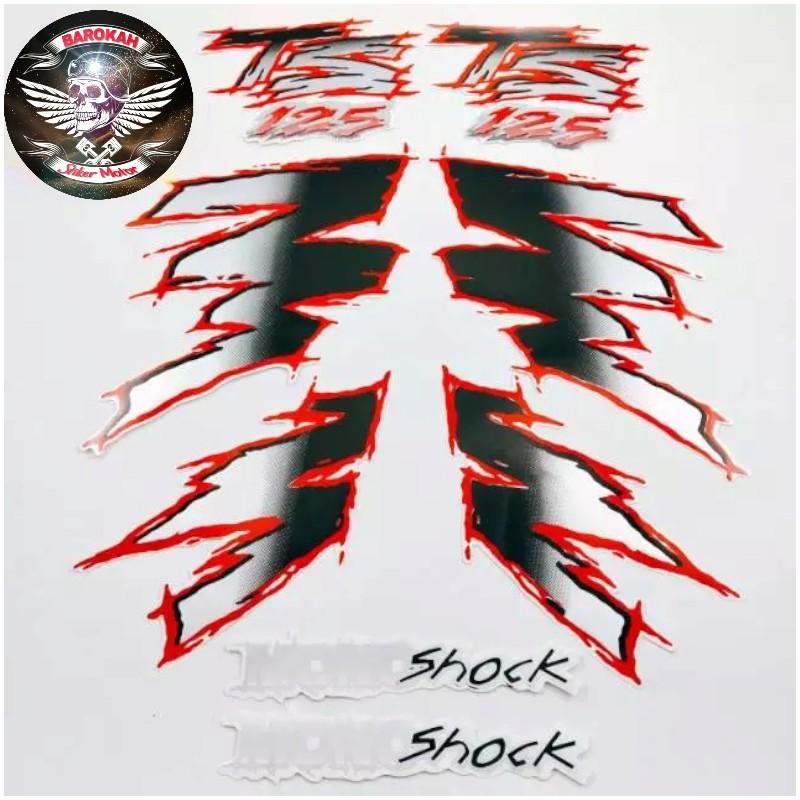 AJS Striping stiker  motor suzuki ts petir ts 125 merah stiker  Bodi standar     Sticker Bisa Cod Fu
