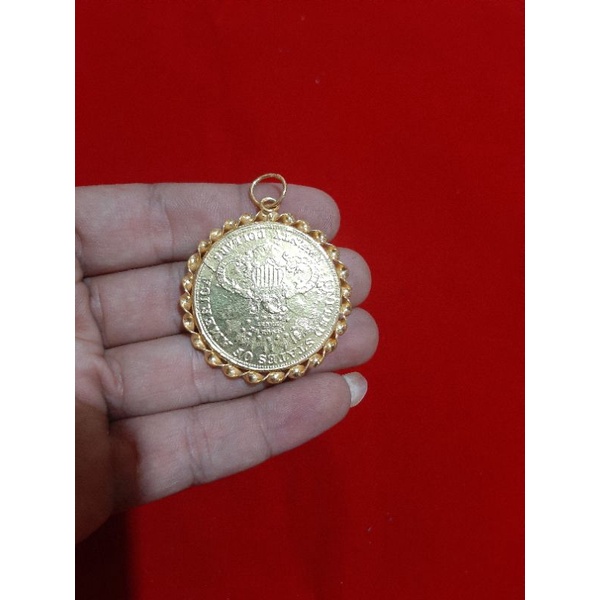 Liontin koin ringgit lapis emas24k ukuran jumbo