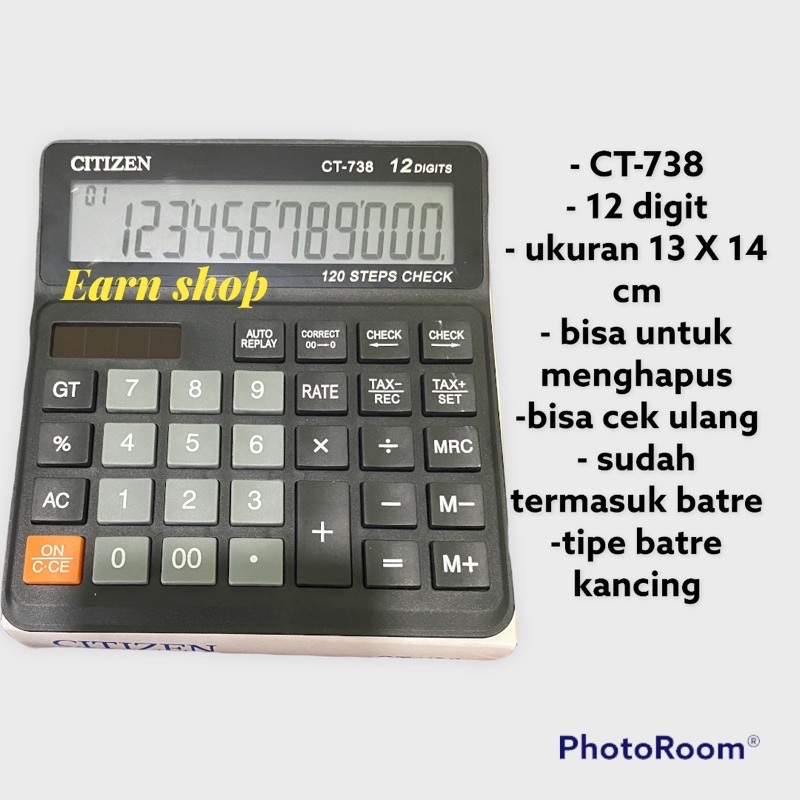 

KALKULATOR CITIZEN CT-738 12 DIGIT CHECK AND CORRECT