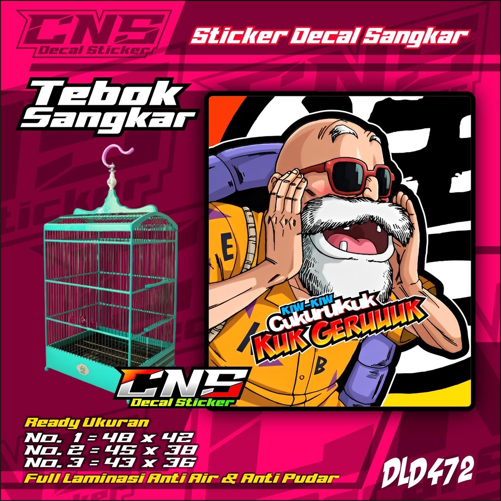 Stiker Tebok Bawah Sangkar Kotak KIW KIW CUKURUKUK KUK GERUK  High Quality