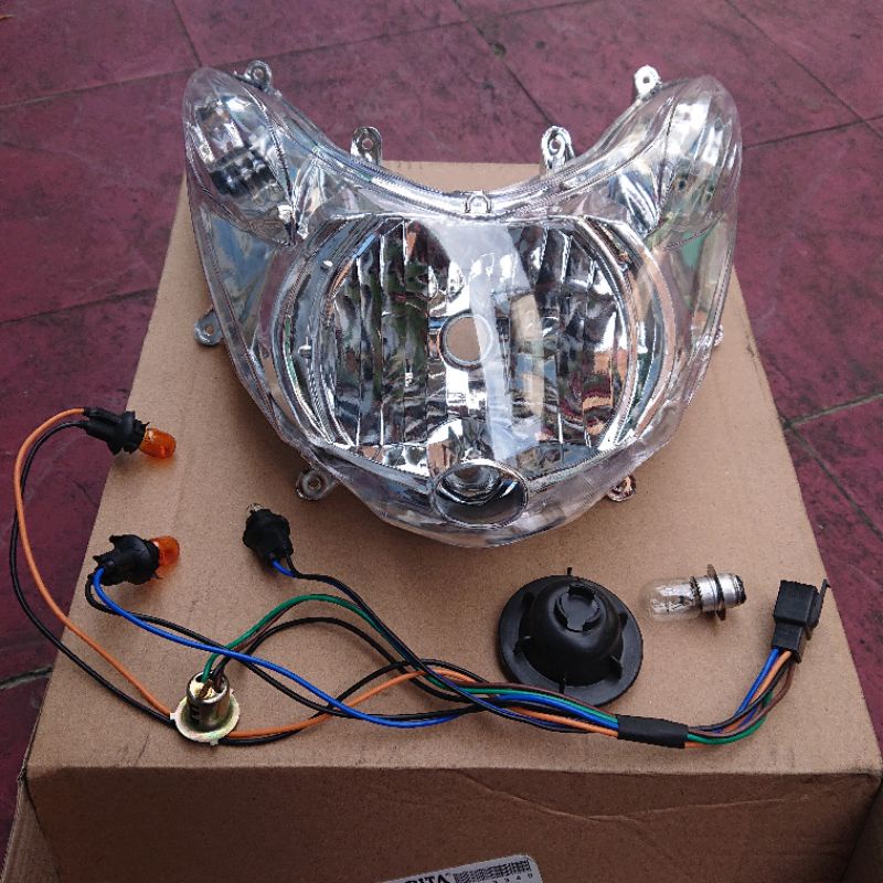 Lampu Depan Reflektor Mio Soul Karbu SET Mika Reflektor Kabel Bohlam Soket Lampu Mio Soul