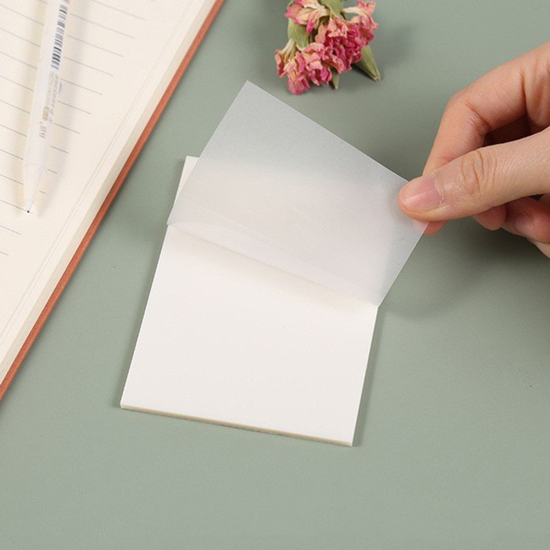 

50 Lembar Memo Pad Tempel Transparan Tahan Air, Nota Perekat, Blok Catatan, Posits untuk Perlengkapan Sekolah dan Perlengkapan Kantor