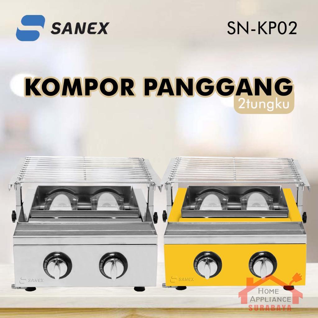SANEX Kompor Panggang Gas LPG - Pemanggang Grill BBQ Sate Sosis Bakar 2 TUNGKU Stainless Steel SN-KP