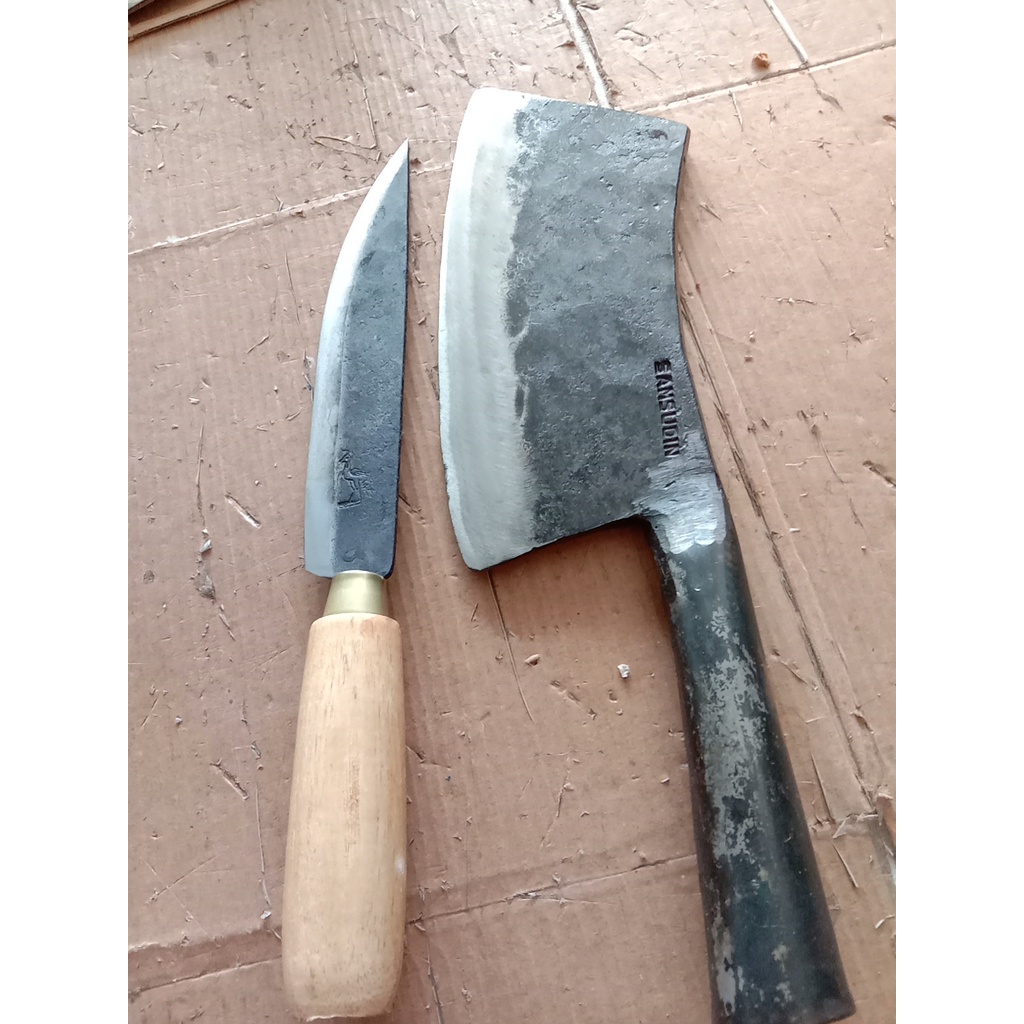 PAKET LENGKAP Pisau sisit-pisau cacah daging dan tulang- bahan baja asli paling tajam di jamin awet