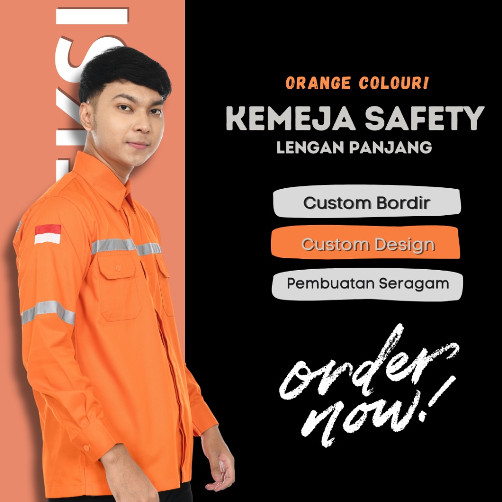 COD Baju Kemeja Safety K3 Lengan Panjang - Seragam Kerja Atasan Wearpack Werpack Werpak Proyek Tamba