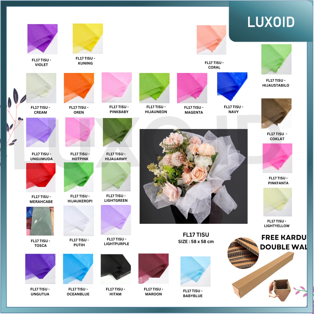 

LUXOID - (5 LEMBAR) - FL17 TISU Kertas Tissue Buket/ Kertas Tissue/ Flower Wrapping Paper