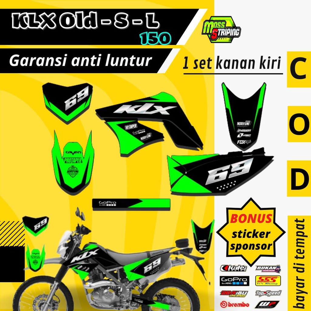 Striping Stiker Lis decal Motor trail KLX 150 LAMA KLX OLD - KLX S / KLX L semi fullbody