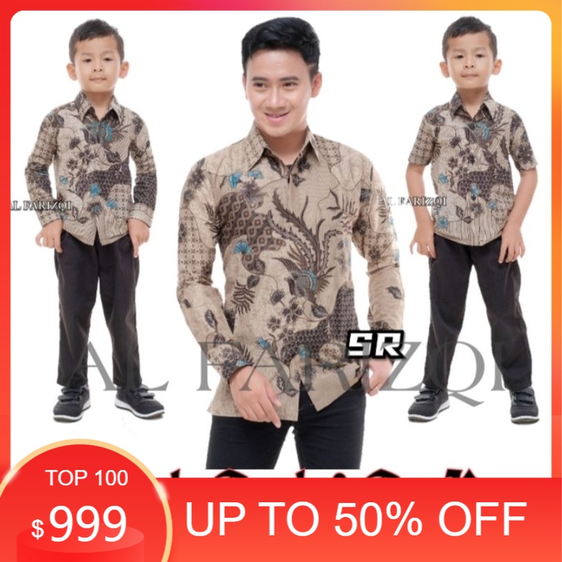 BAJU BATIK COUPLE AYAH DAN ANAK LAKI-LAKI SEKAR JAGAT TERLARIS / BATIK JUMBO/COD/Kondangan nikahan r