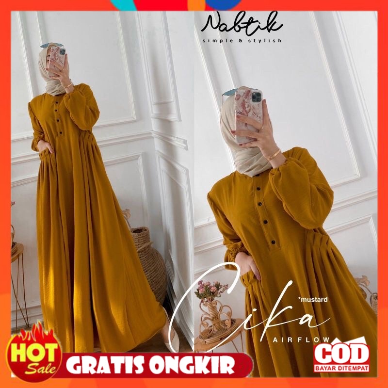 KAIN ADEM HALUS TEBAL / PGMT - TERMURAH CIKA DRESS CRINKLE AIRFLOW / GAMIS WANITA MUSLIMAH