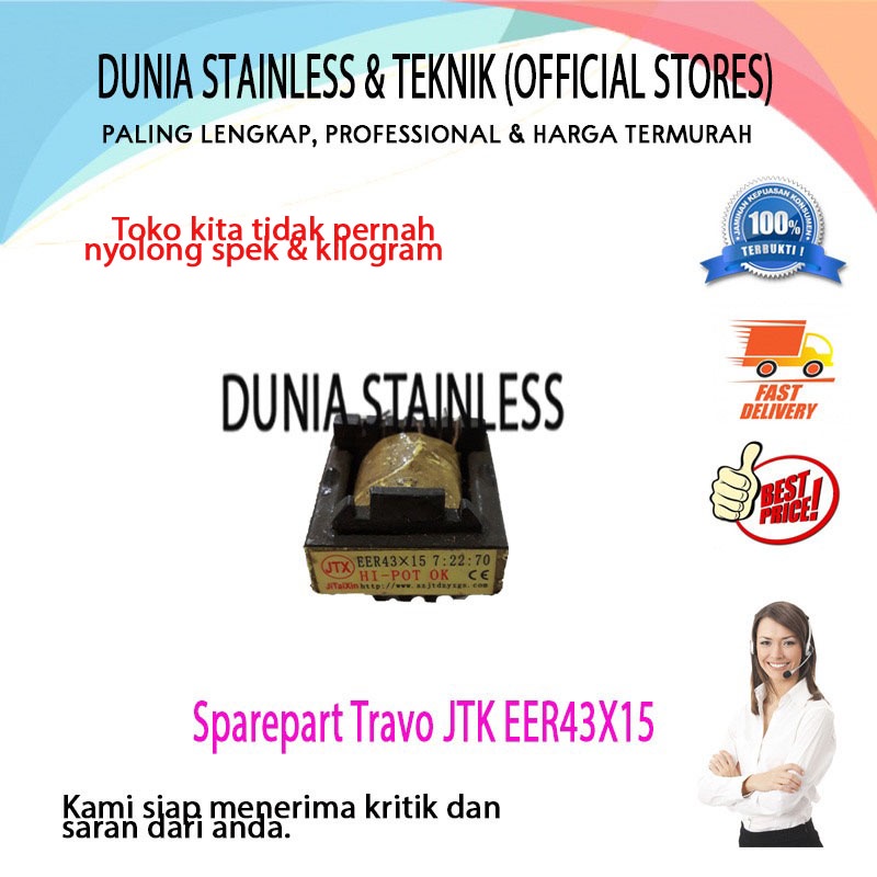 Sparepart Travo JTX EER43X15 Alat Alat Teknik Bengkel Besi Stainless Steel