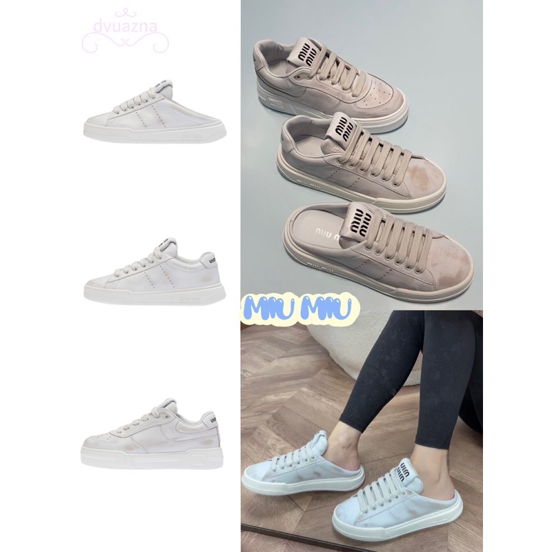 New 100% genuine MIUMIU Lace Up Shoes Casual Slipper fashion sneakers