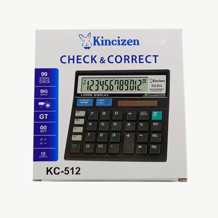 

Kalkulator 12 digit Check and Correct Kincizen KC-512