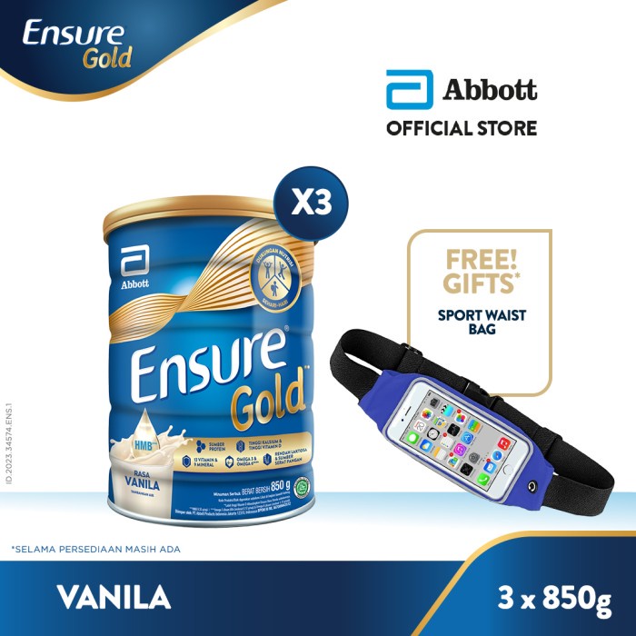 

[Big Sale] Ensure Gold HMB Vanila 850 g - 3 pcs - FREE GIFT