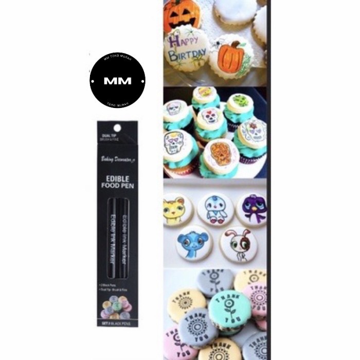 

[Big Sale] edible food pen 2 sisi / edible pen / decorating edible pen - Hitam
