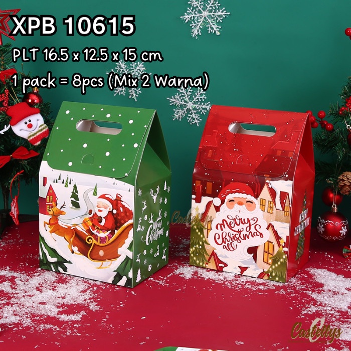 

8pcs Paper Goodie Bag Natal XPB10615 Kue Hampers Hadiah Kado Christmas