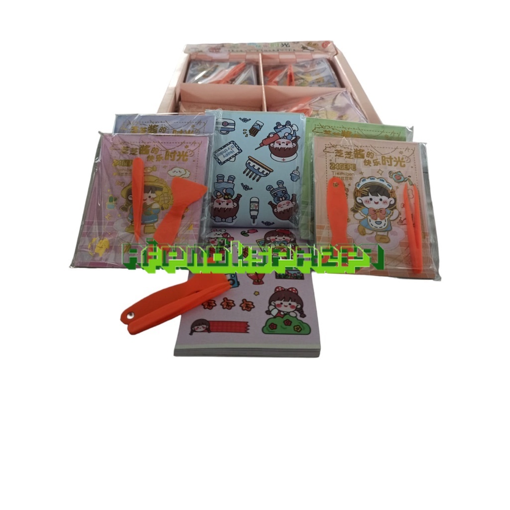 

STICKER BUKU MEREK MOMO ISI 24 LEMBAR 1 SET PINSET DAN KAPI SPATULA