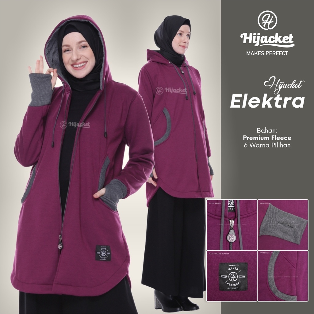 Hijacket Wanita Muslimah Jaket Hijab Panjang Jaket Muslimah Jaket Cewe Jeket Perempuan Hoodie Reslet
