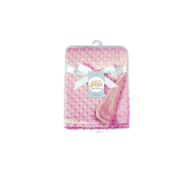 promo ✨ -Selimut Bayi Fleece Minky Dot rna Polos - Pink, Selimut DOT