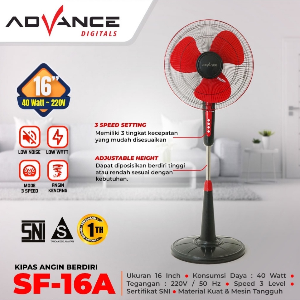 Kipas Angin Berdiri SF-16A Advance Kipas Angin 16Inch KIPAS ANGIN LUNA LIFE SF16 KIPAS ANGIN 16 INCH