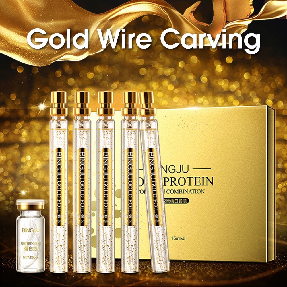 Serum Wajah Dan Benang Emas Gold Protein bingju Line Face Peptide Pengencang Wajah Isi  20Pcs Tanam 